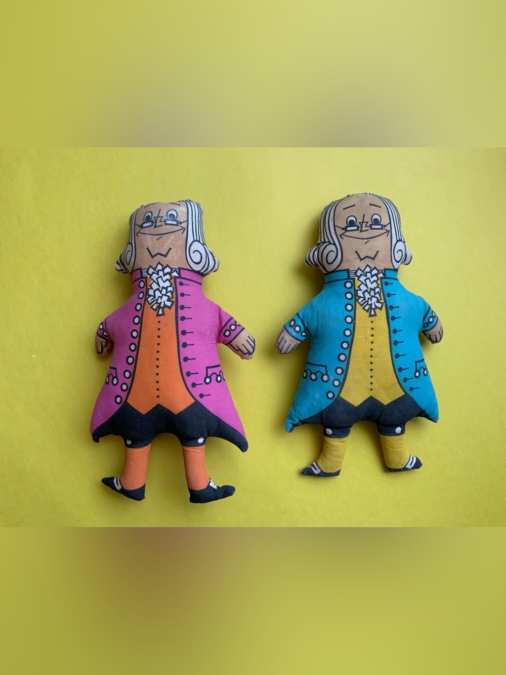 Vintage 70s Benjamin Franklin Plush Dolls
